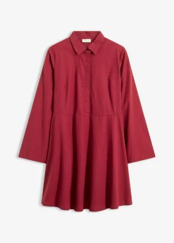 bonprix bonprix Vestido camisero de algodón puro Rojo Clearance