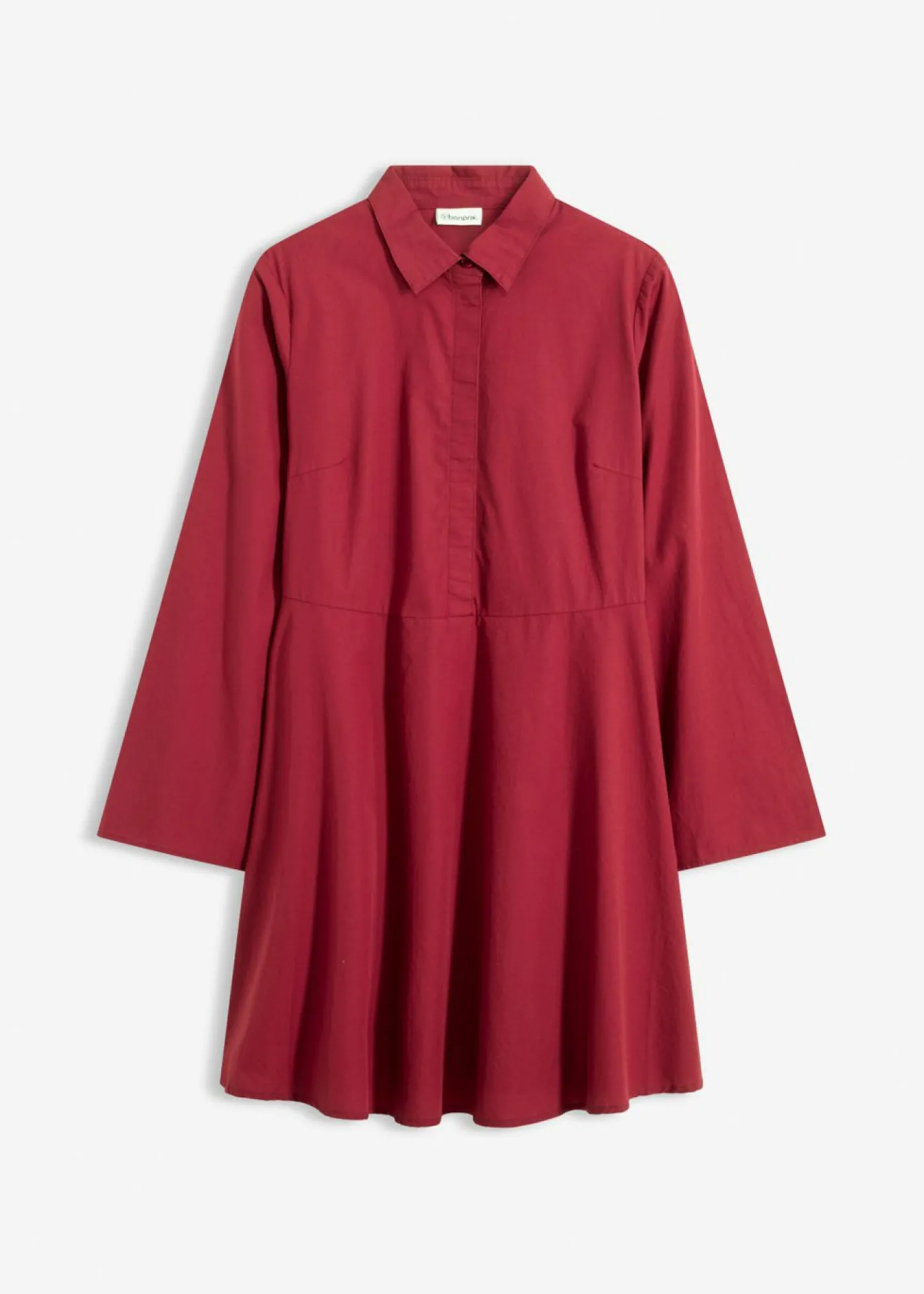 bonprix bonprix Vestido camisero de algodón puro Rojo Clearance