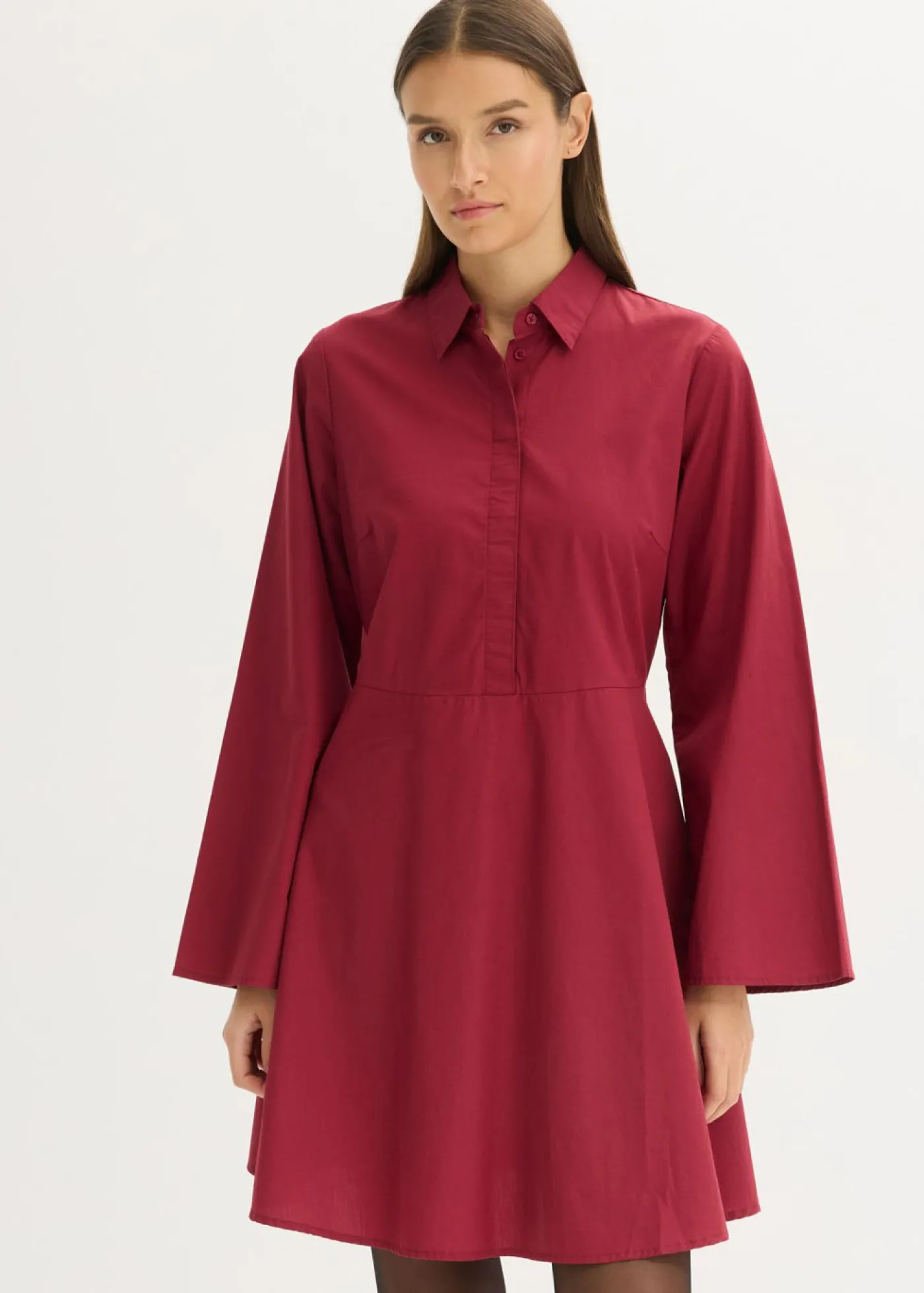 bonprix bonprix Vestido camisero de algodón puro Rojo Clearance