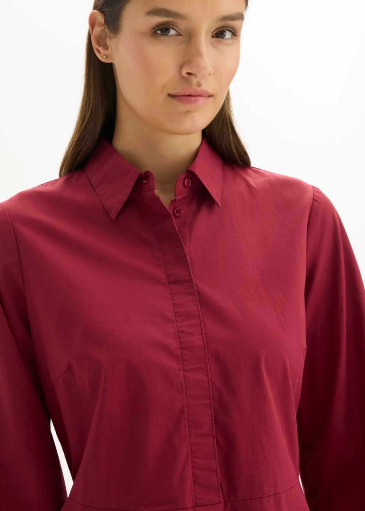 bonprix bonprix Vestido camisero de algodón puro Rojo Clearance