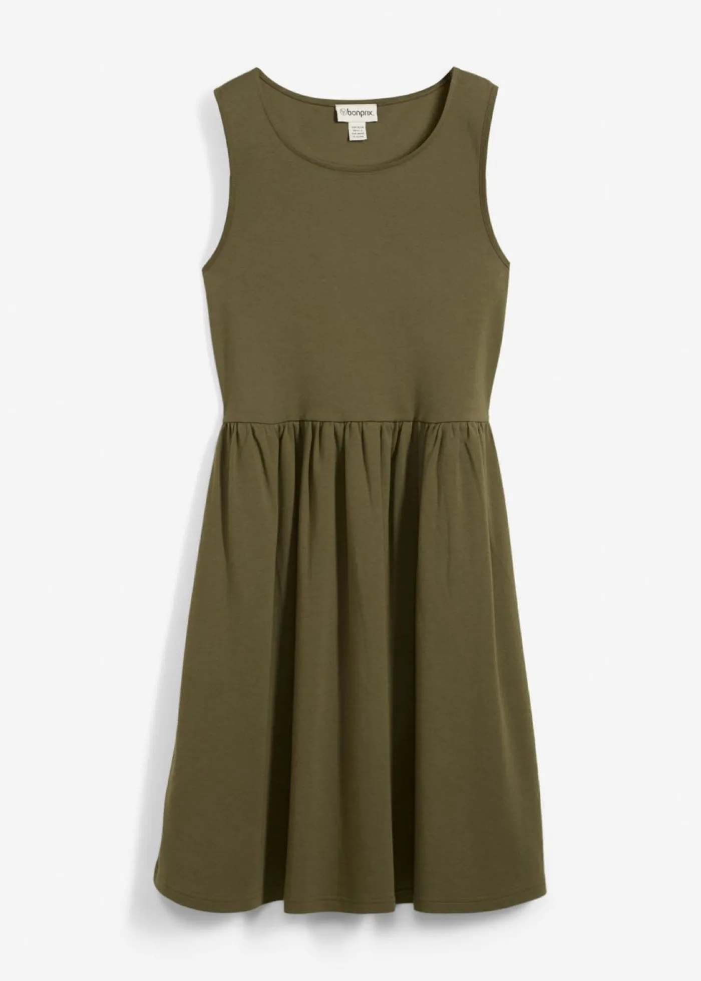 bonprix bonprix Vestido camisero de algodón puro con bolsillos Verde oliva oscuro Discount