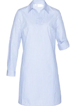 bonprix bonprix Vestido camisero de algodón puro blanco - azul perla a rayas Hot
