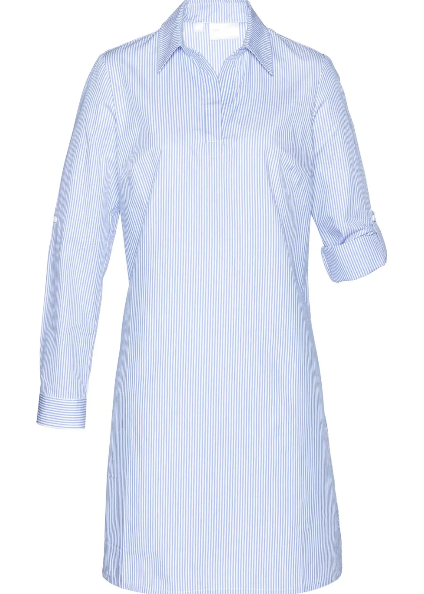 bonprix bonprix Vestido camisero de algodón puro blanco - azul perla a rayas Hot