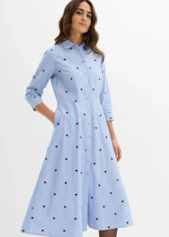 bonprix bonprix Vestido camisero de algodón orgánico puro Azul perla Clearance