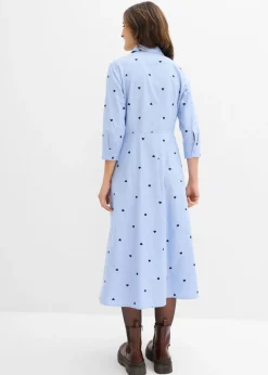 bonprix bonprix Vestido camisero de algodón orgánico puro Azul perla Clearance