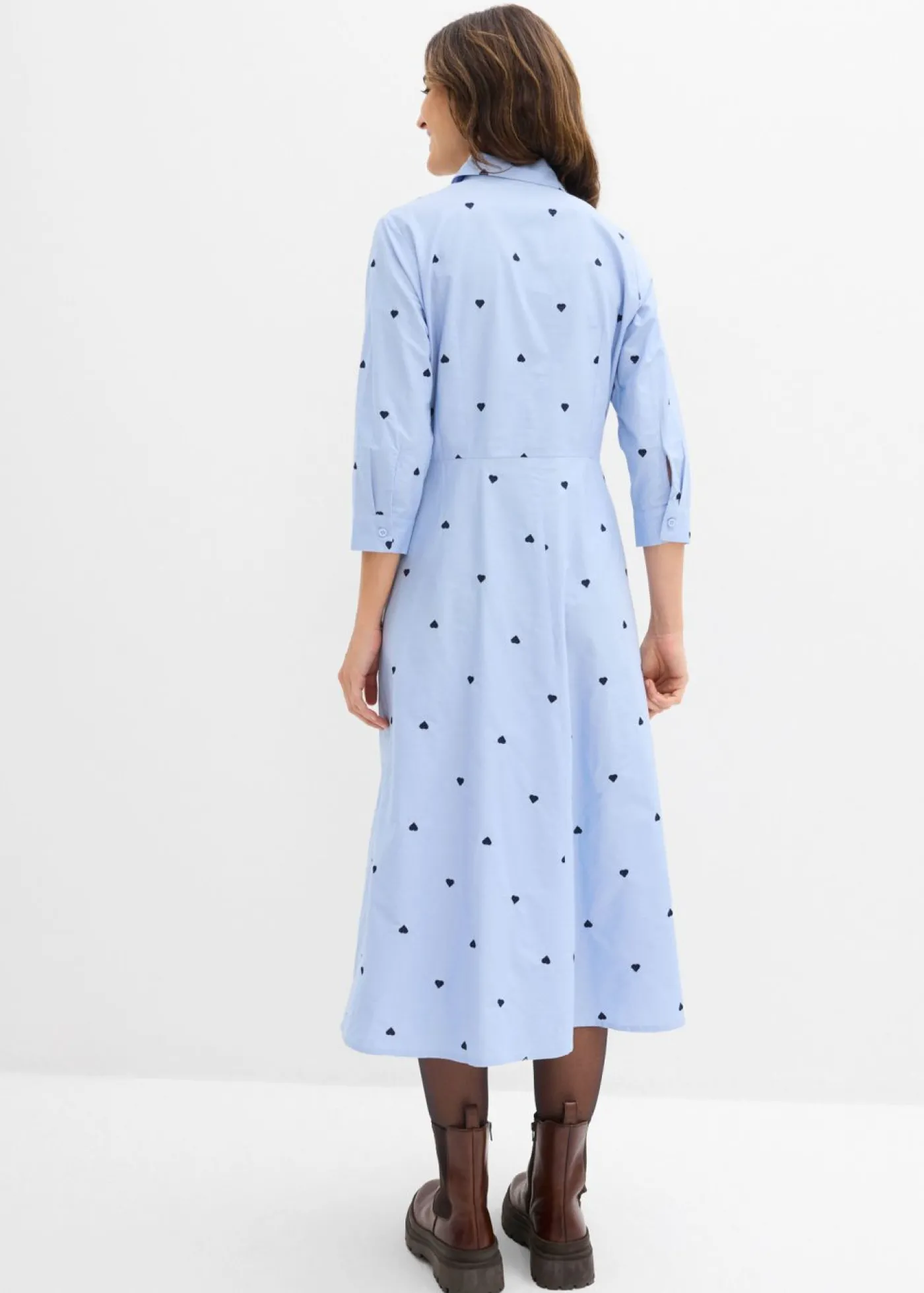 bonprix bonprix Vestido camisero de algodón orgánico puro Azul perla Clearance