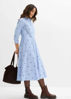 bonprix bonprix Vestido camisero de algodón orgánico puro Azul perla Clearance