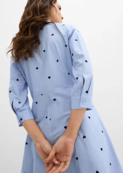 bonprix bonprix Vestido camisero de algodón orgánico puro Azul perla Clearance