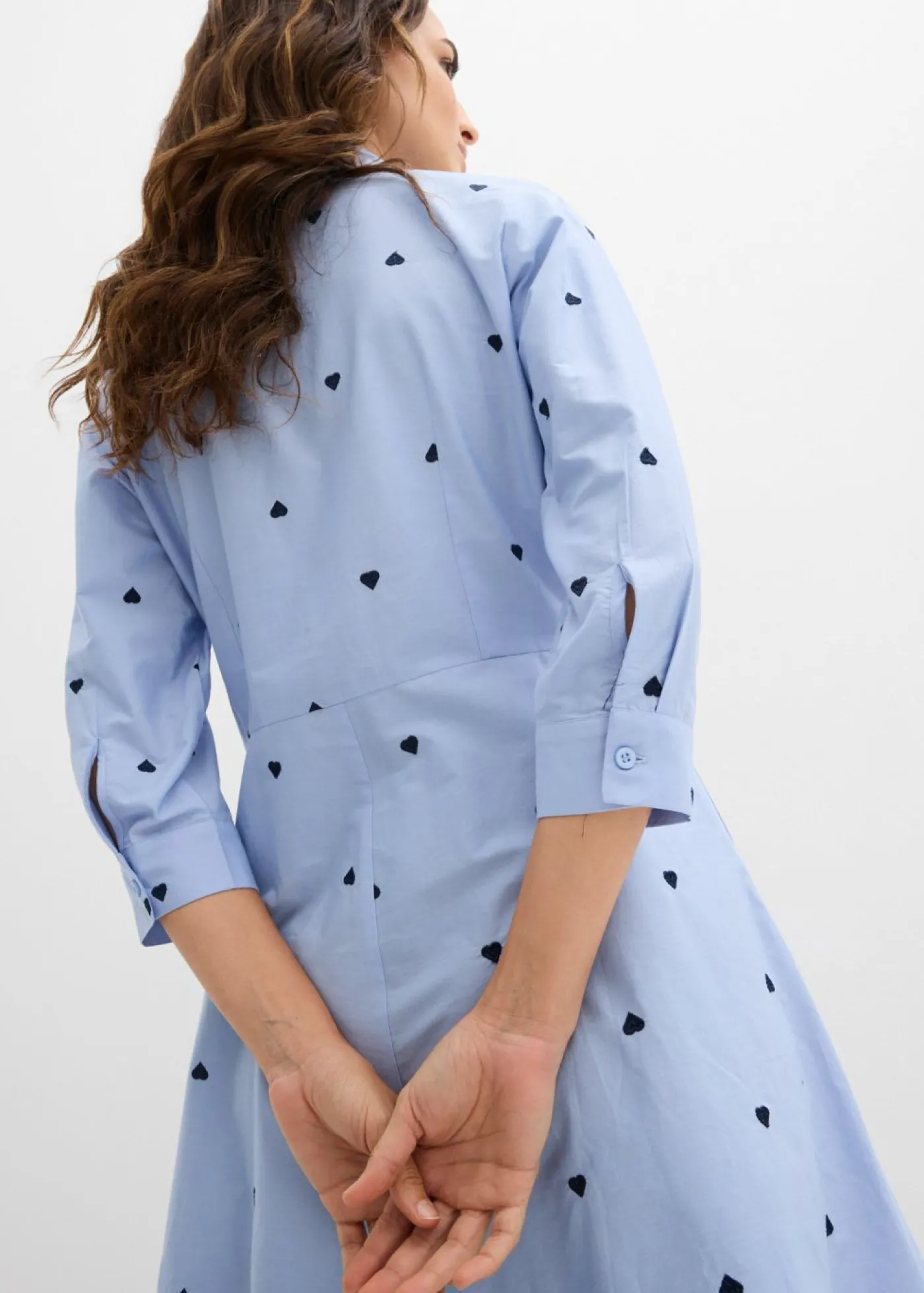 bonprix bonprix Vestido camisero de algodón orgánico puro Azul perla Clearance