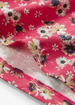 bonprix bonprix Vestido camisero de algodón puro con aberturas laterales (2 unidades) rosa hibisco + negro con flores