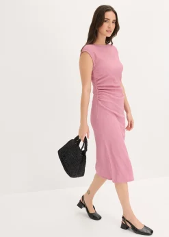 bonprix bonprix Vestido camisero de crepé estructurado Malva Online