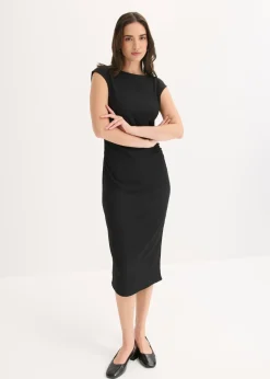bonprix bonprix Vestido camisero de crepé estructurado Negro New