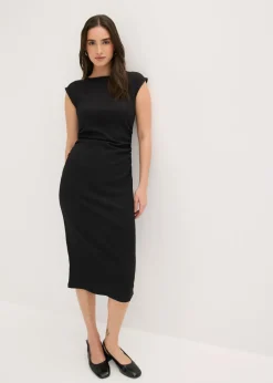 bonprix bonprix Vestido camisero de crepé estructurado Negro New