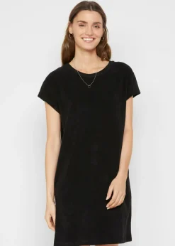 bonprix bonprix Vestido camisero de felpa Negro Online