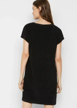 bonprix bonprix Vestido camisero de felpa Negro Online