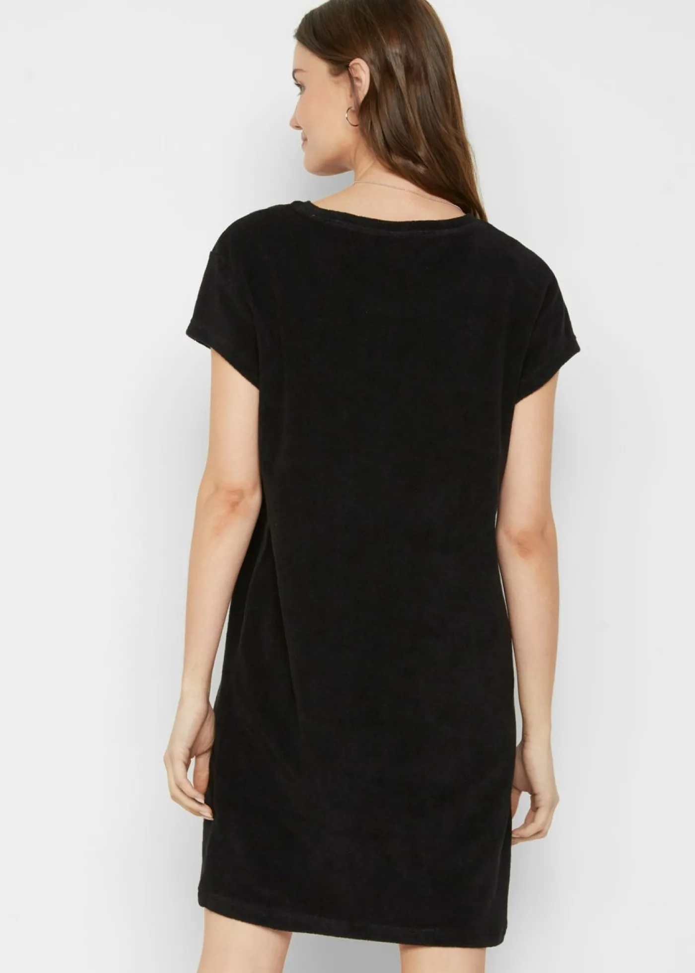 bonprix bonprix Vestido camisero de felpa Negro Online