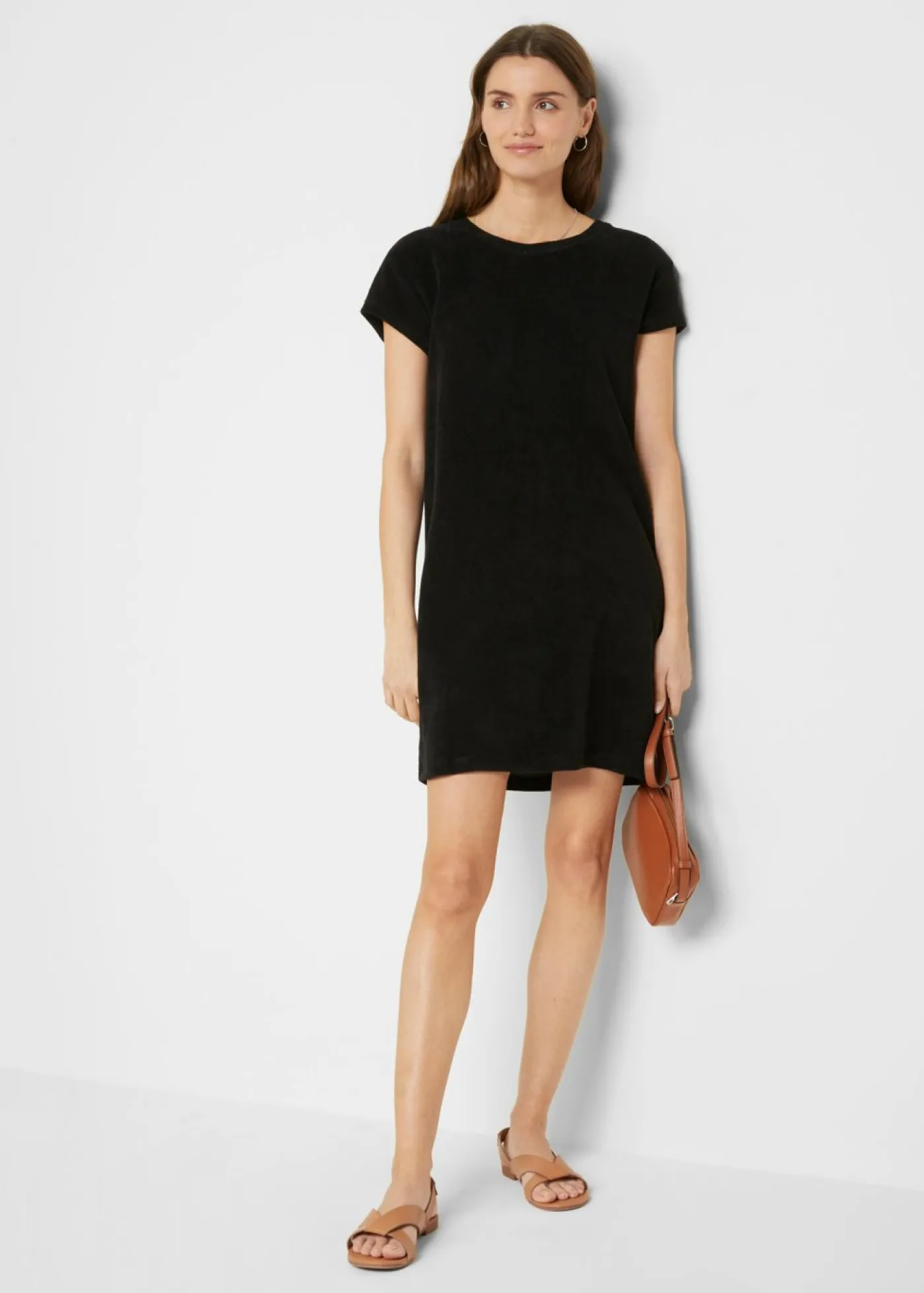 bonprix bonprix Vestido camisero de felpa Negro Online