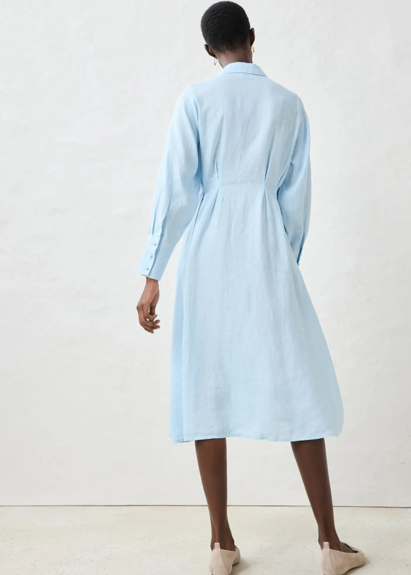 bonprix bonprix Vestido camisero de lino puro rosa cristal Clearance