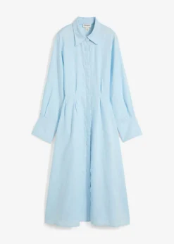 bonprix bonprix Vestido camisero de lino puro Azul hielo Clearance