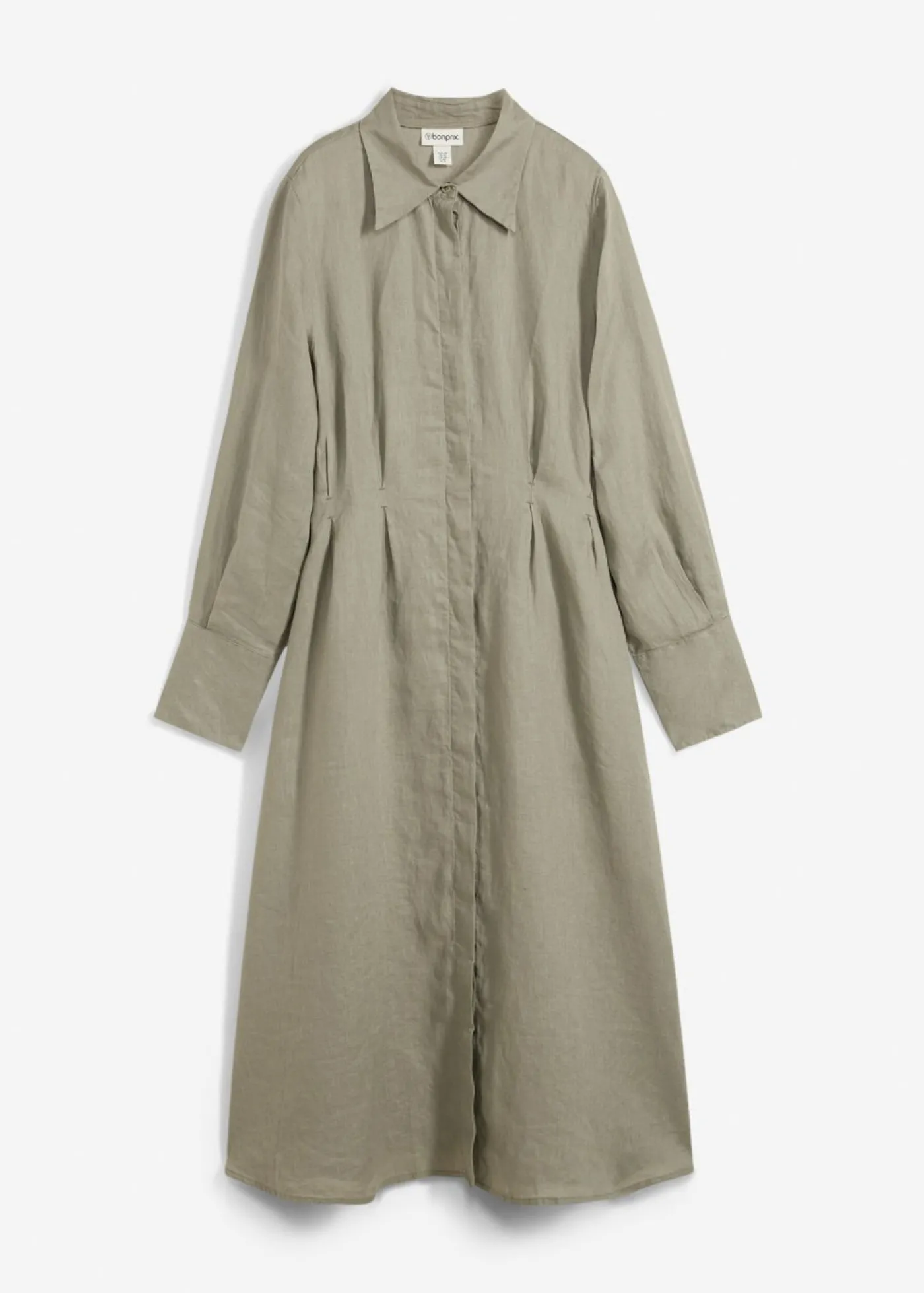 bonprix bonprix Vestido camisero de lino puro arena claro con rayas Online