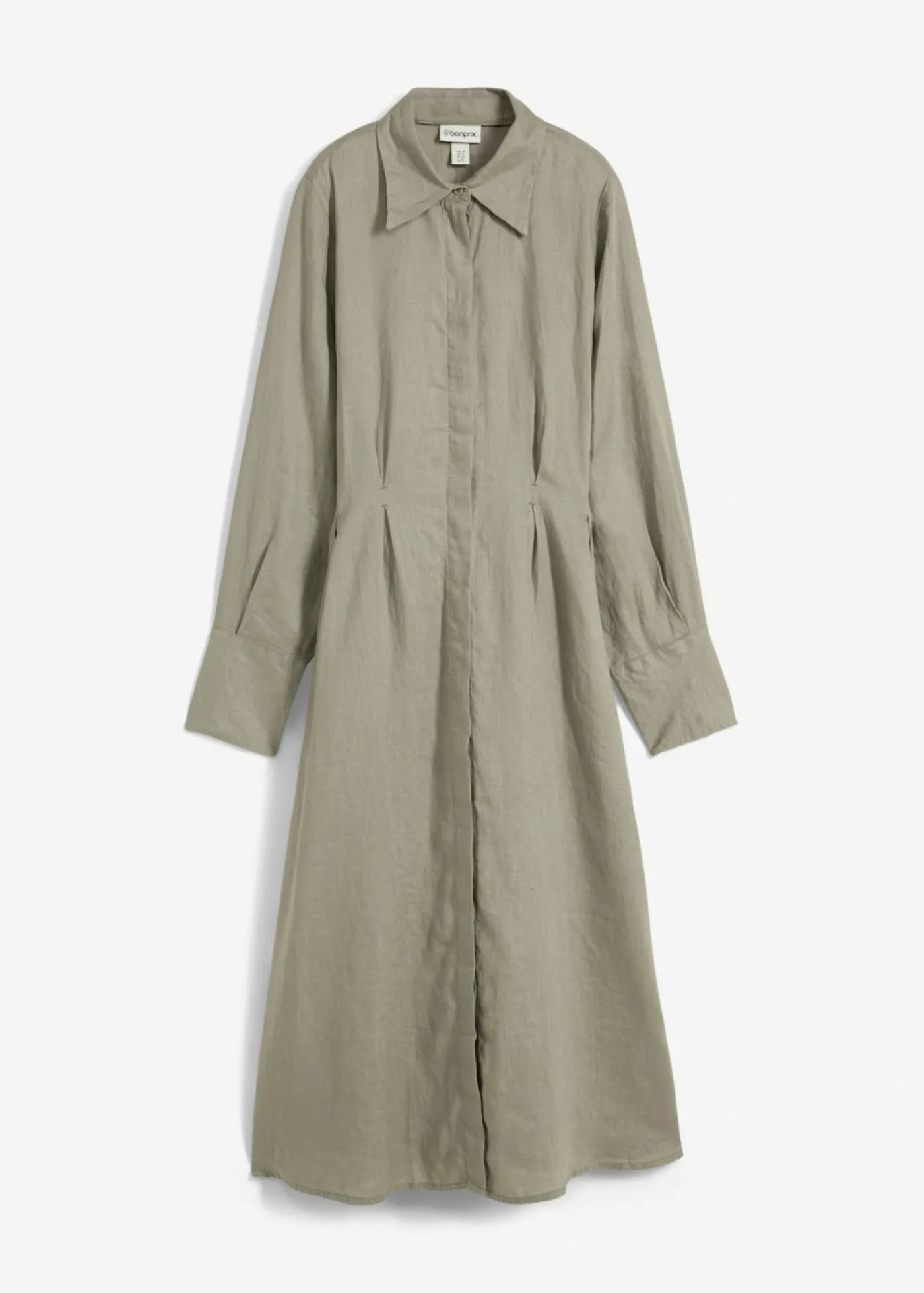 bonprix bonprix Vestido camisero de lino puro Caqui nuevo