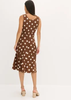 bonprix bonprix Vestido camisero de lunares marrón claro/beige arena topos Sale