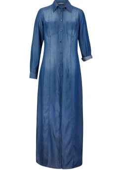 bonprix bonprix Vestido camisero de lyocell TENCEL鈩 Azul piedra Clearance