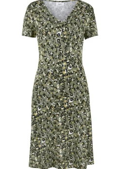 bonprix bonprix Vestido camisero de mezcla de viscosa fluida piel de leopardo oliva Best