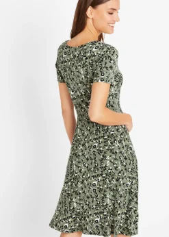 bonprix bonprix Vestido camisero de mezcla de viscosa fluida piel de leopardo oliva Best
