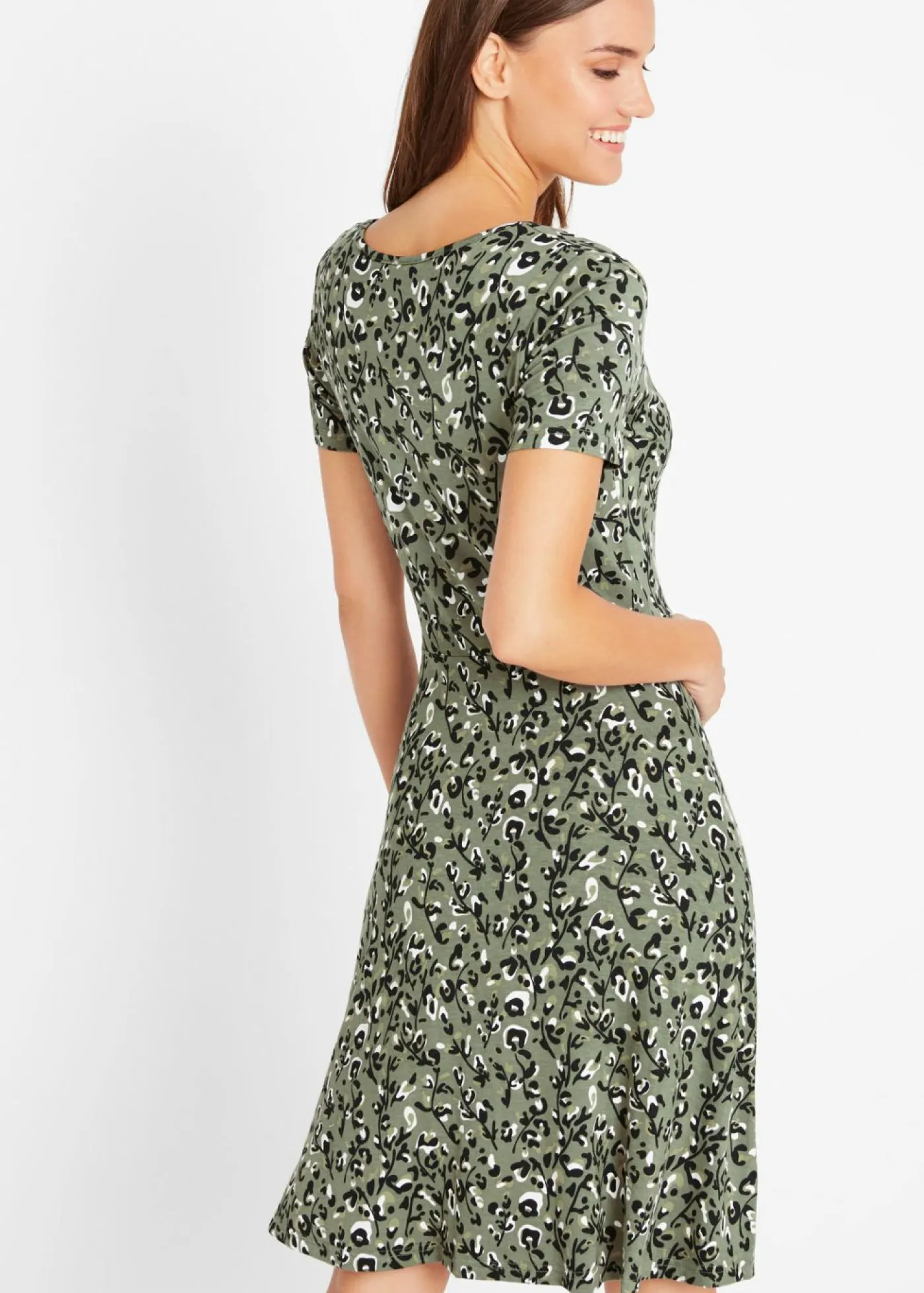bonprix bonprix Vestido camisero de mezcla de viscosa fluida piel de leopardo oliva Best