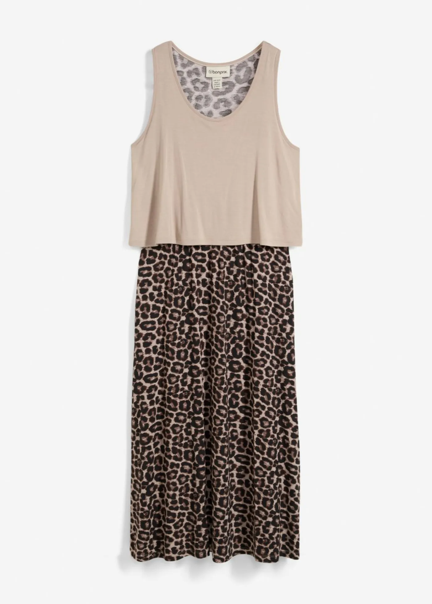 bonprix bonprix Vestido camisero de mezcla fluida de viscosa y elastano estampado leo piedra Discount