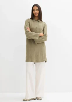 bonprix bonprix Vestido camisero de mezcla de viscosa Verde oliva Online