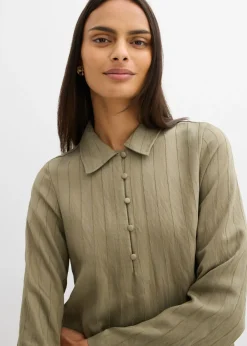 bonprix bonprix Vestido camisero de mezcla de viscosa Verde oliva Online