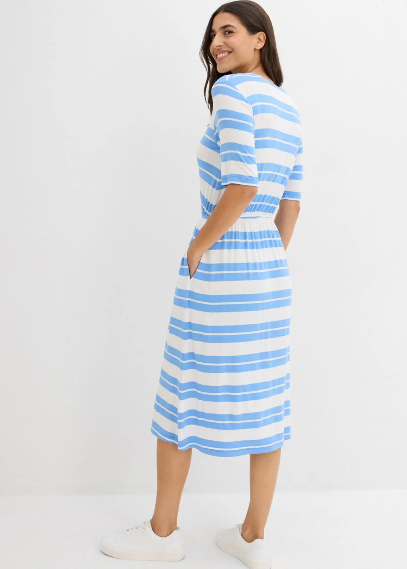 bonprix bonprix Vestido camisero de mezcla de viscosa azul provenzal con rayas Best