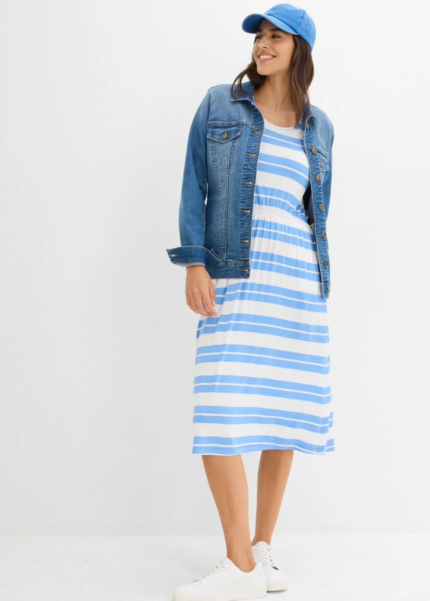 bonprix bonprix Vestido camisero de mezcla de viscosa azul provenzal con rayas Best