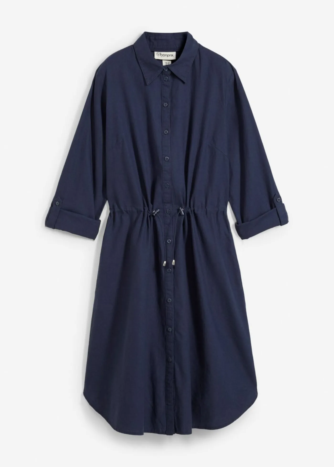 bonprix bonprix Vestido camisero de mezcla de lino y algodón Azul marino Online