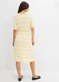 bonprix bonprix Vestido camisero de mezcla de viscosa amarillo claro con rayas Outlet