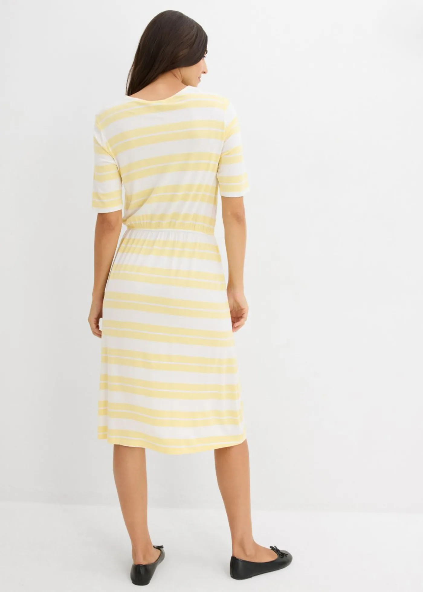 bonprix bonprix Vestido camisero de mezcla de viscosa amarillo claro con rayas Outlet