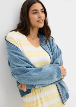 bonprix bonprix Vestido camisero de mezcla de viscosa amarillo claro con rayas Outlet