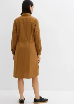 bonprix bonprix Vestido camisero de mezcla de lino y algodón Rosa Outlet