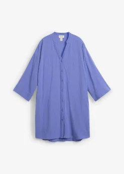 bonprix bonprix Vestido camisero de muselina Azul violáceo Sale