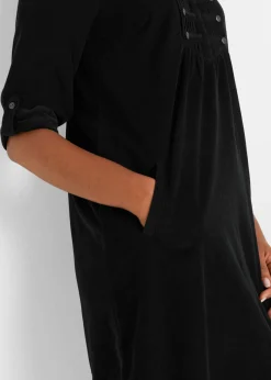 bonprix bonprix Vestido camisero de pana de algodón puro Negro Clearance