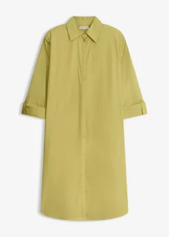 bonprix bonprix Vestido camisero de popelín de algodón verde cactus Sale