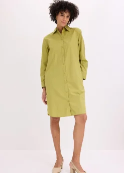 bonprix bonprix Vestido camisero de popelín de algodón verde cactus Sale
