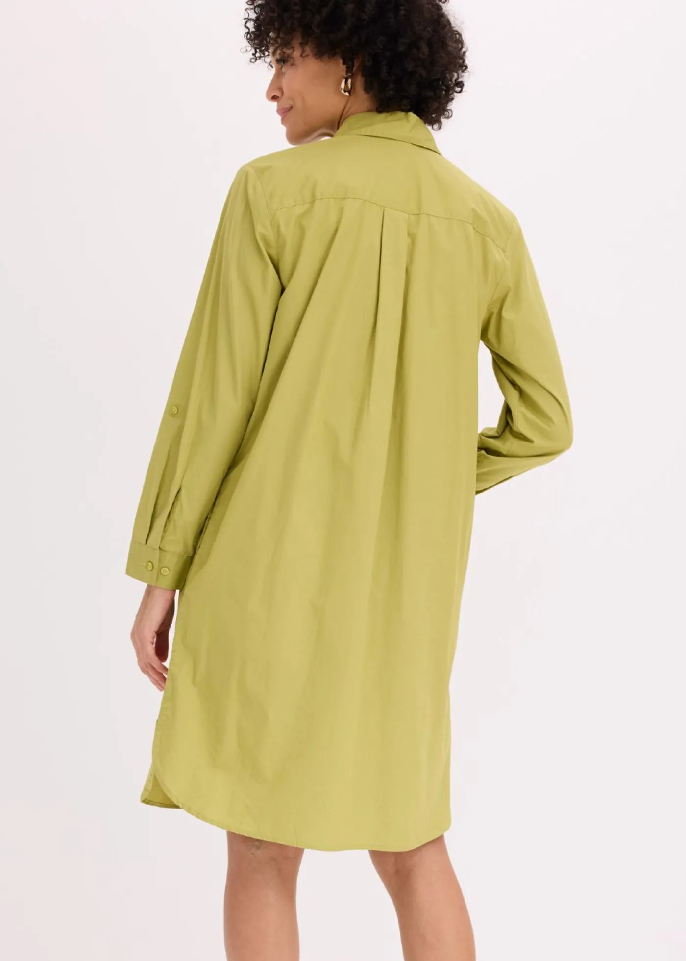 bonprix bonprix Vestido camisero de popelín de algodón verde cactus Sale