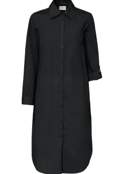 bonprix bonprix Vestido camisero de popelín de algodón Negro Discount