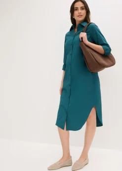 bonprix bonprix Vestido camisero de popelín de algodón verde pimiento Best