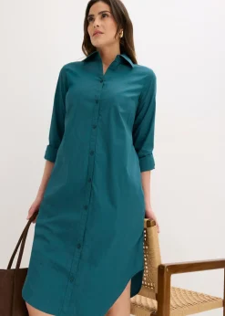 bonprix bonprix Vestido camisero de popelín de algodón verde pimiento Best