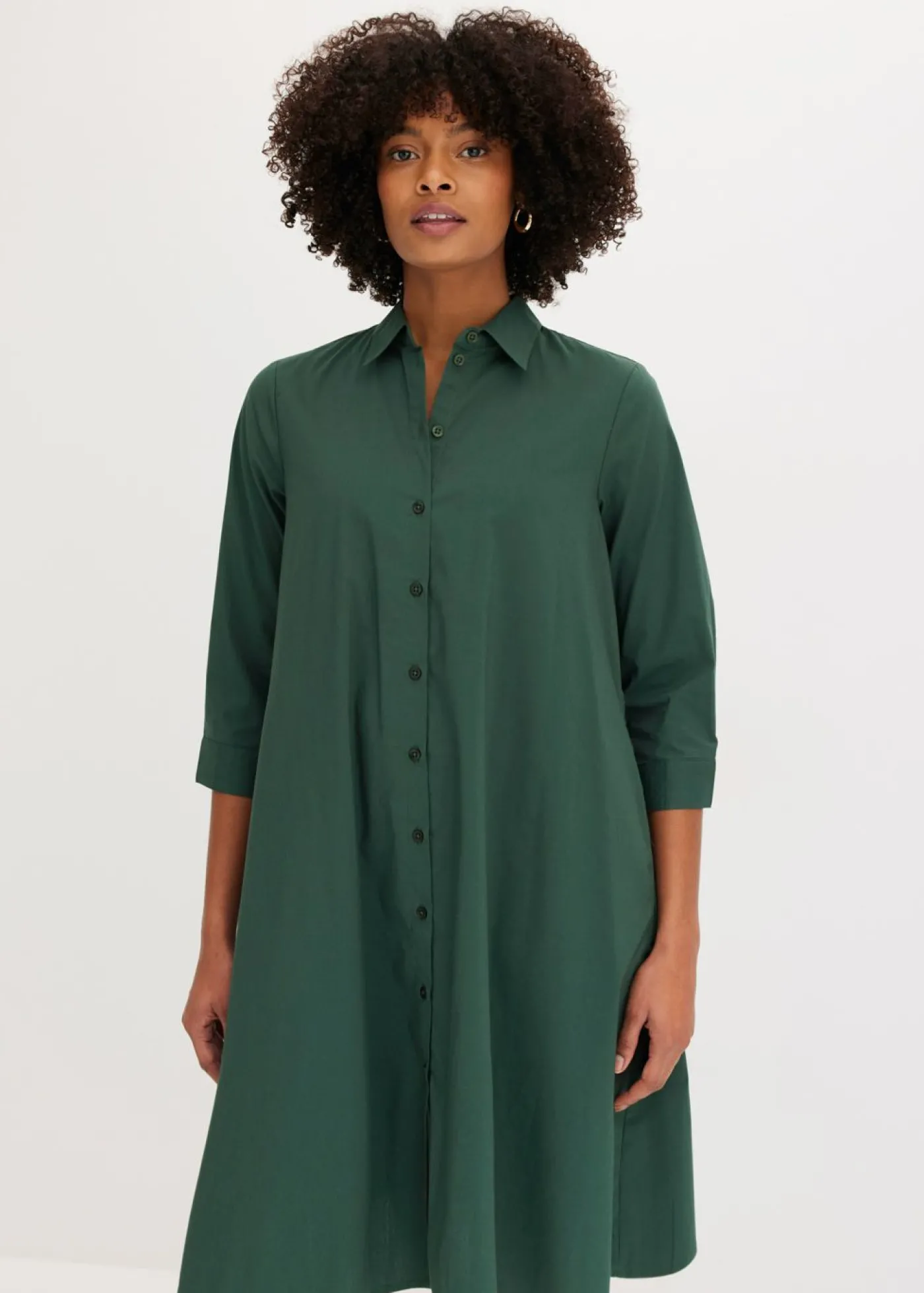 bonprix bonprix Vestido camisero de popelín verde sombra Online