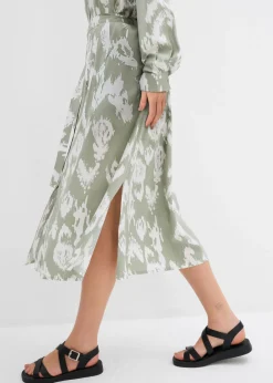 bonprix bonprix Vestido camisero de viscosa fluida verde alga-blanco lana Sale